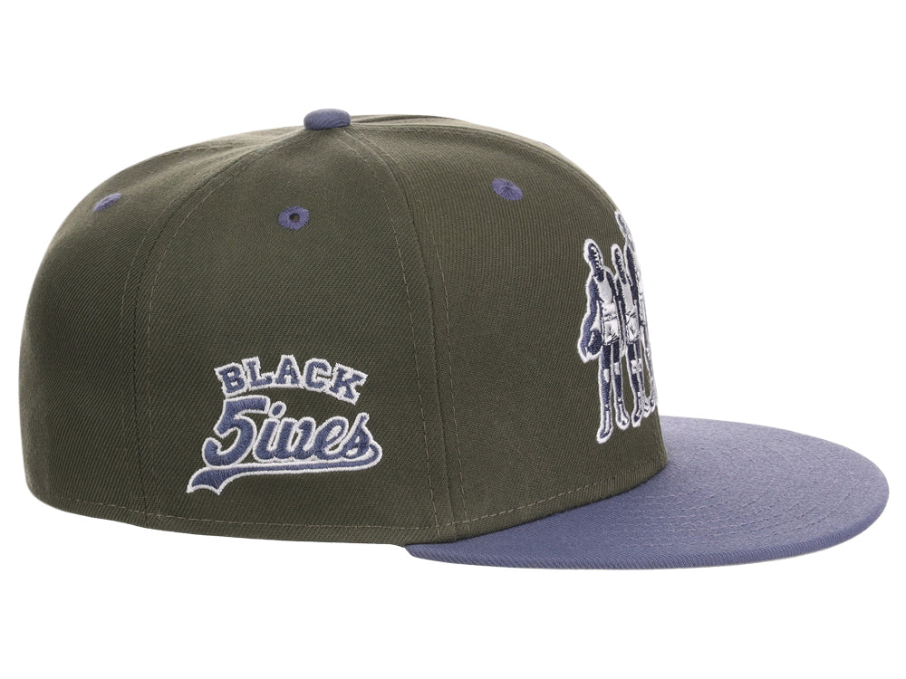 Black Fives Logo Mossy Slate Olive/Blue/Gray Fitted