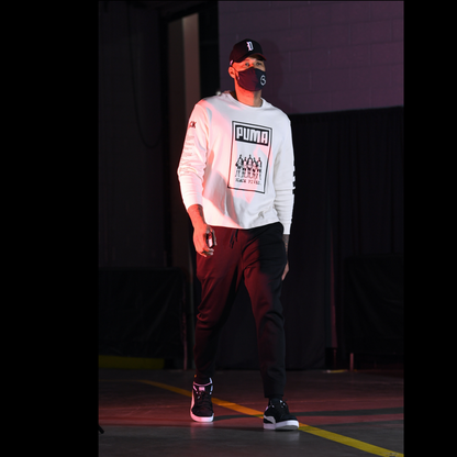 Houston Rockets center Demarcus "Boogie" Cousins in the Spring 2021 Black Fives x PUMA Long Sleeve